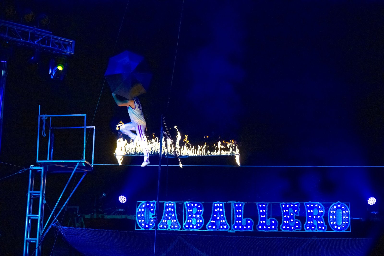 Adrian Troupe high-wire jump