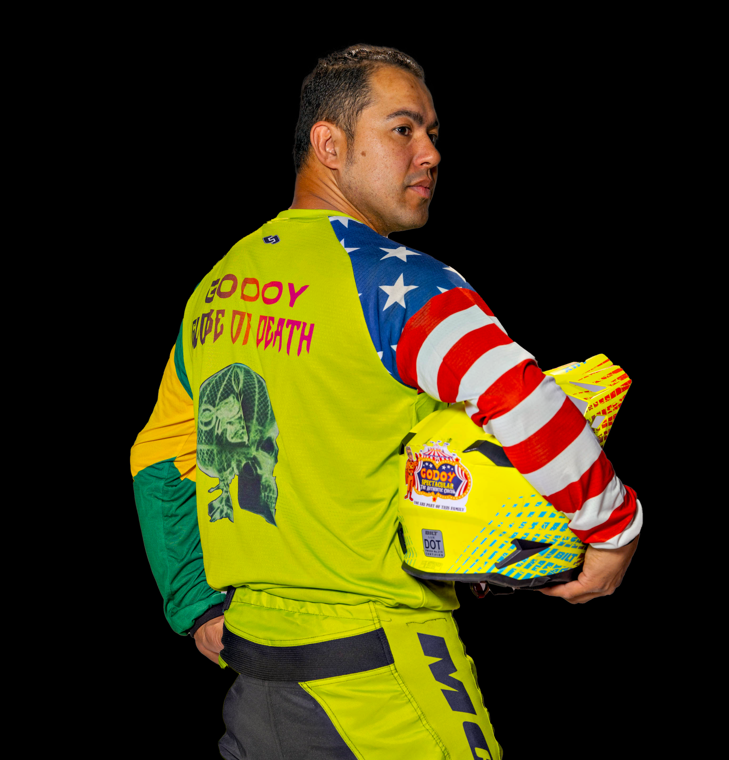 Godoy riding motorcycle